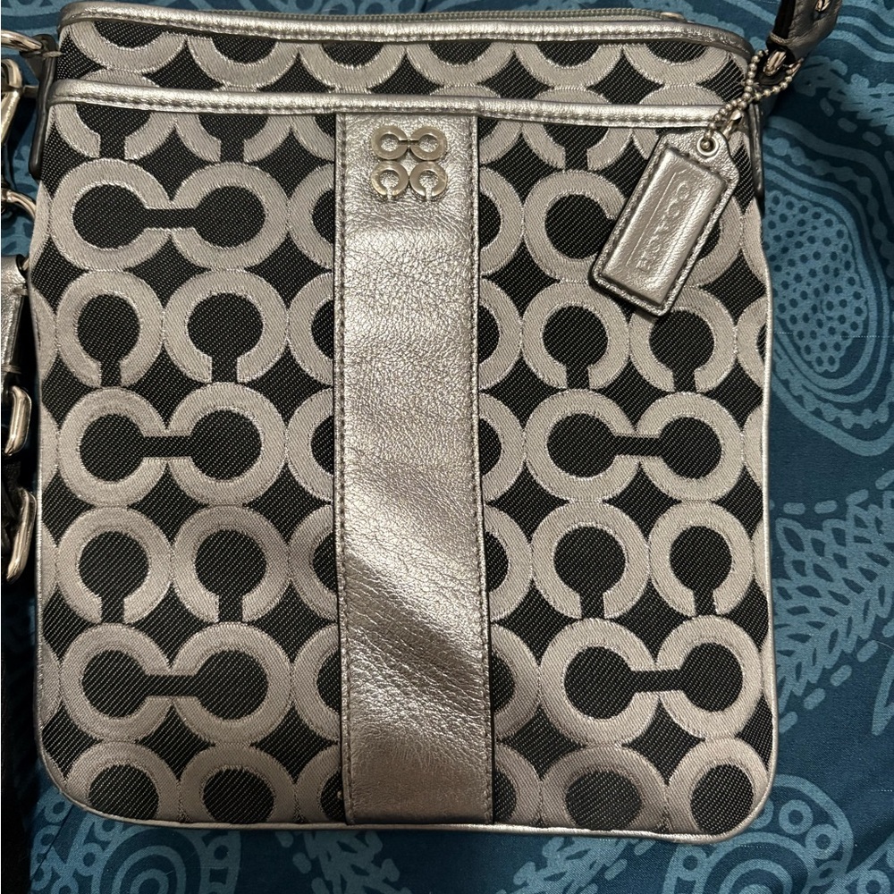 Coach Black and Silver Crossbody Bag